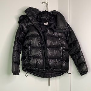 Black womens xs petite puffer jacket
